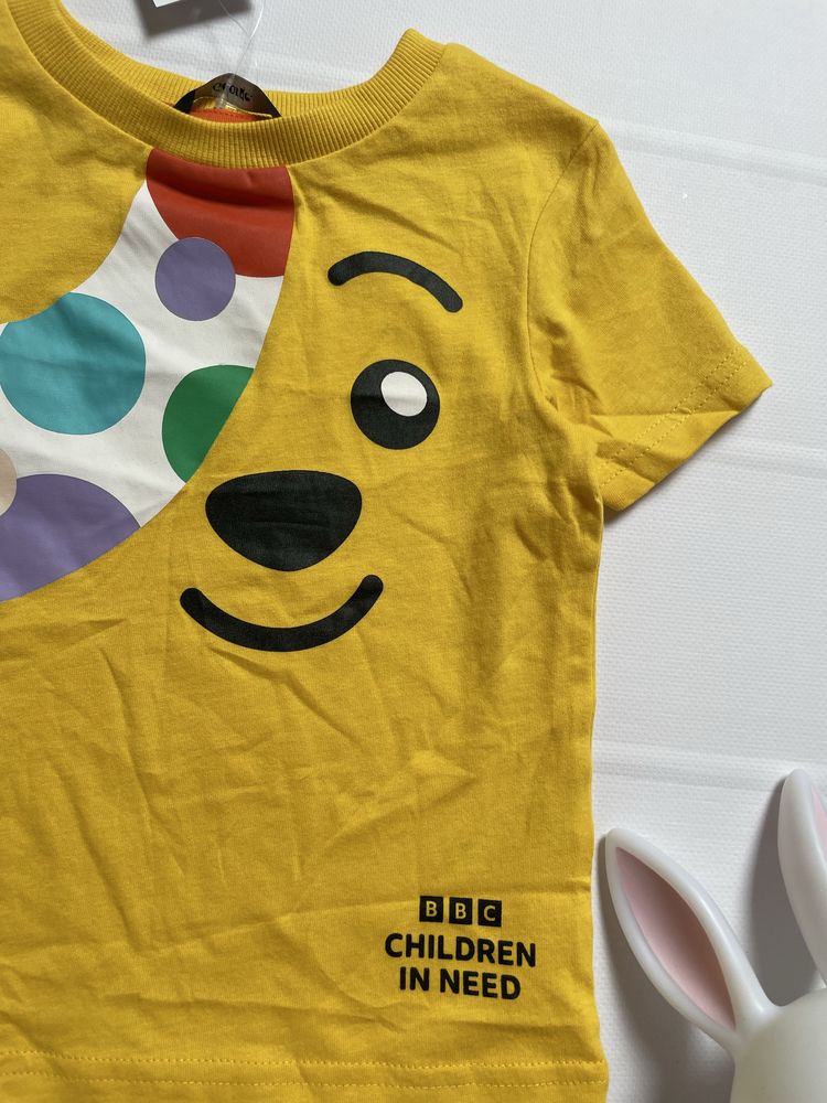 80-86 George miś żółta bawełniana koszulka tshirt z krótkim rękaw UK