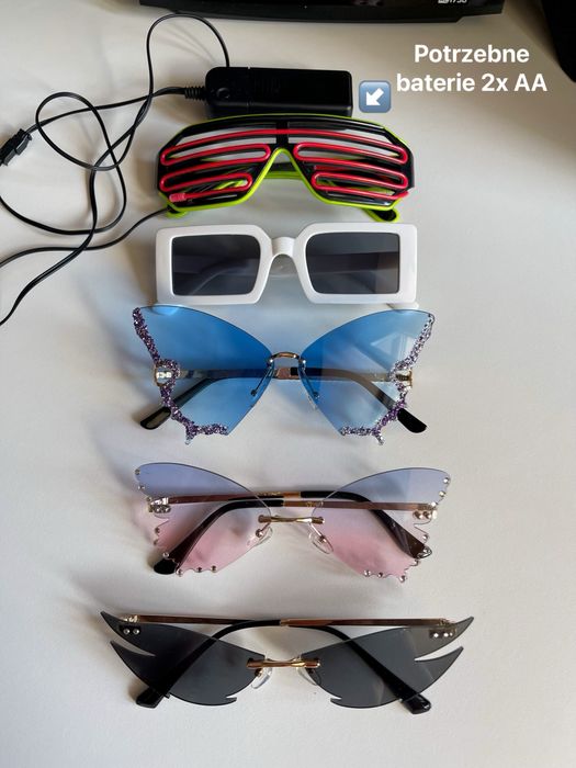 Kolorowe okulary na festiwale lub imprezy przebierane + okulary led