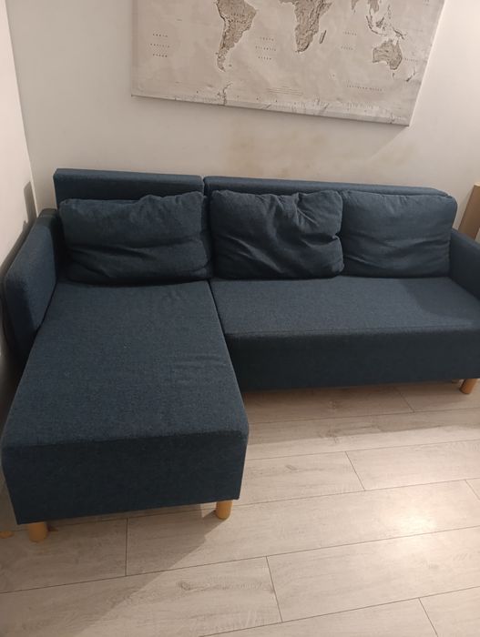 Łóżko kanapa narożnik sofa rozkładana z pojemnikiem poduszki