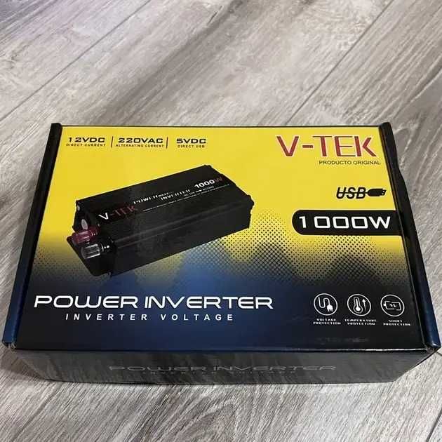 Перетворювач напруги автомобільний V-TEK інвертор 1000W 12-220V USB