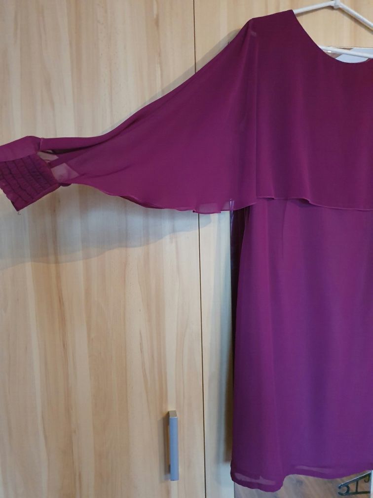 Sukienka 42 mgiełka fioletowa kmx fashion zwiewna luźna wesele