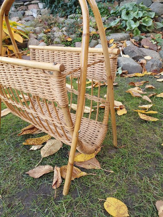 Gazetnik, wiklinowy, boho, lata 70, vintage / retro / PRL