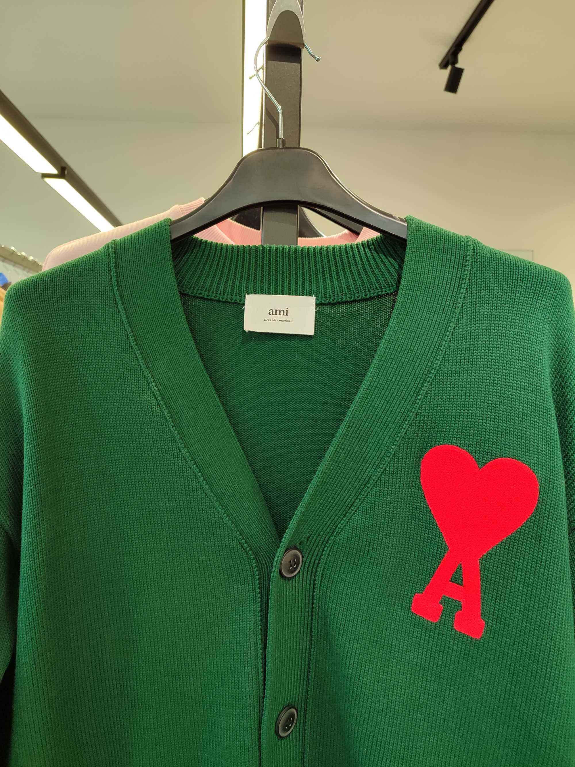 Кардиган AMI Paris Ami de Coeur Cardigan Green