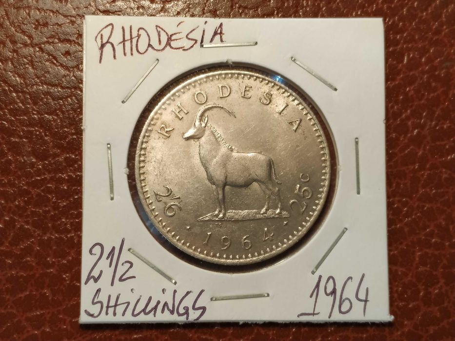 A46 moeda de 2,5 shillings de 1964 (animais) - Rodésia