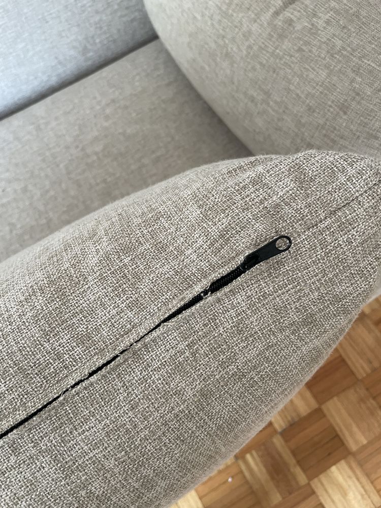 Sofa Astrid bege e madeira 3 lugares