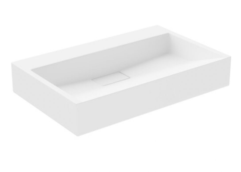 Piękna umywalka nablatowa z konglomeratu B/O 60 x 38 cm, biała -