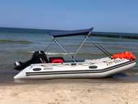 Ponton  3,8m z bimini silnik Suzuki 30KM rumpel bimini łódź łódka