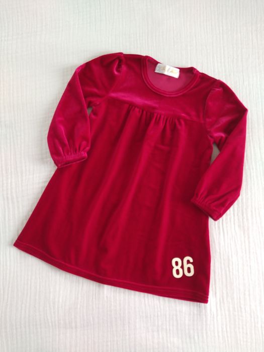 Welurowa świąteczna sukienka Baby World 86 dla dziewczynki czerwona