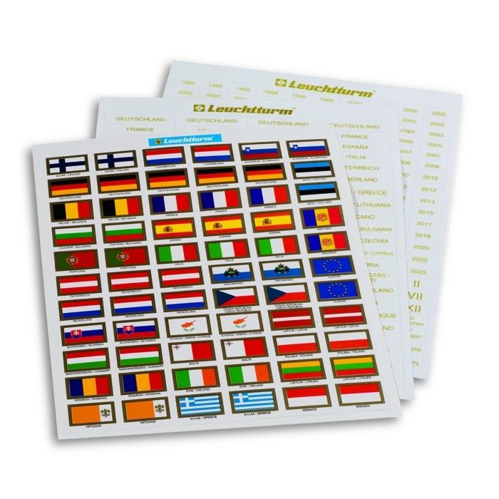 Moedas : Bandeiras todos países Euro - Cartão ou Autocolantes