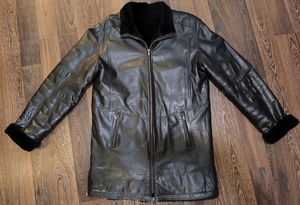 Шкіряна чоловіча зимова куртка