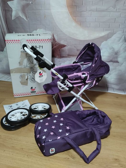 Wózek dla lalek Bayer Chic Kombi Stars 56071 Leni z nosidełkiem 3w1