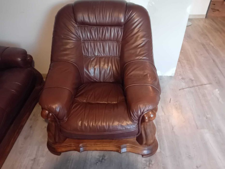 Meble Ze Skóry i drewna Dębowego