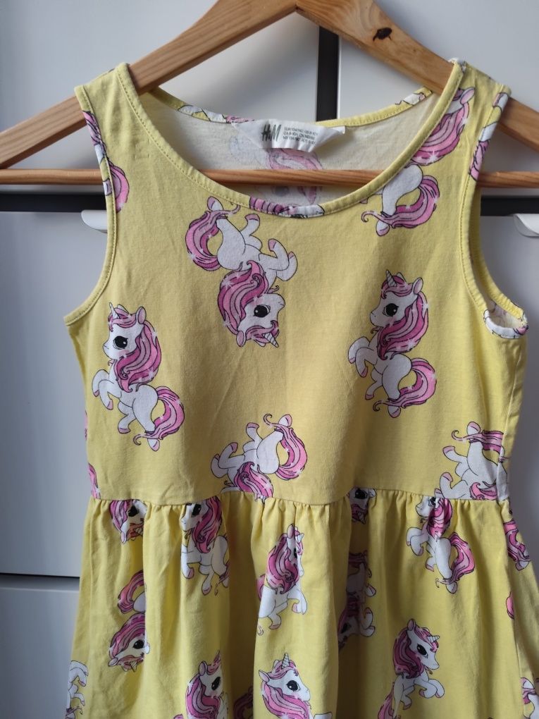 Sukienka dla dziewczynki bez rękawów w jednorożce H&M r. 134/140
