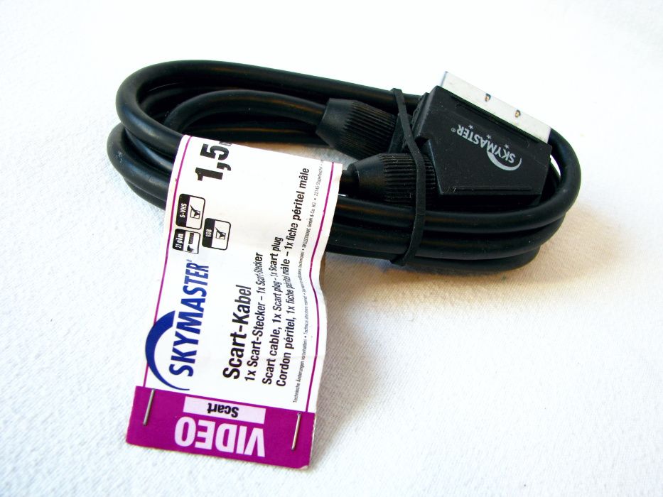 Kabel EURO Scart-Scart 1,5 metra Skymaster NOWY Dekoder Video DVD itp.