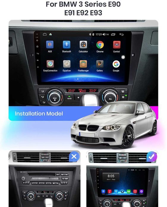 Radio 2din Android 13 BMW E90 E91 E92 E93 wifi Bluetooth gps WYPRZ