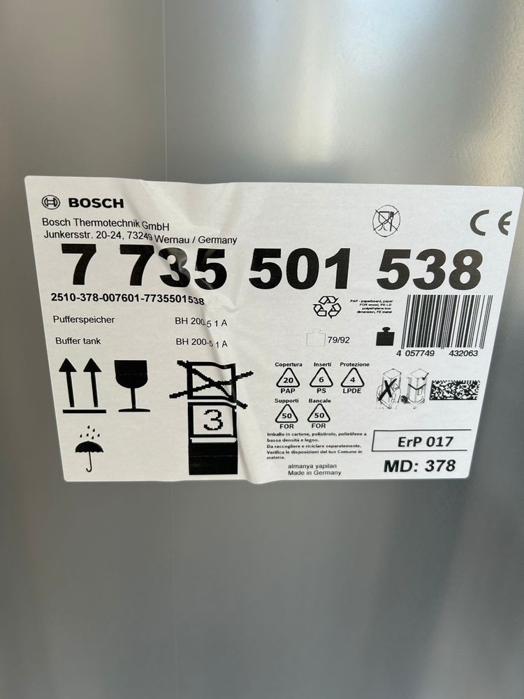 Zbiornik buforowy stojący BOSCH TERMOTECHNIKA BH 200·51A 203L