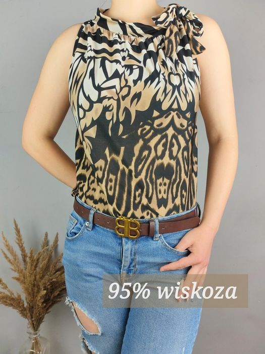 Panterkowa wiskozowa bluzka top halter w panterkę panterka Conos (M/L)