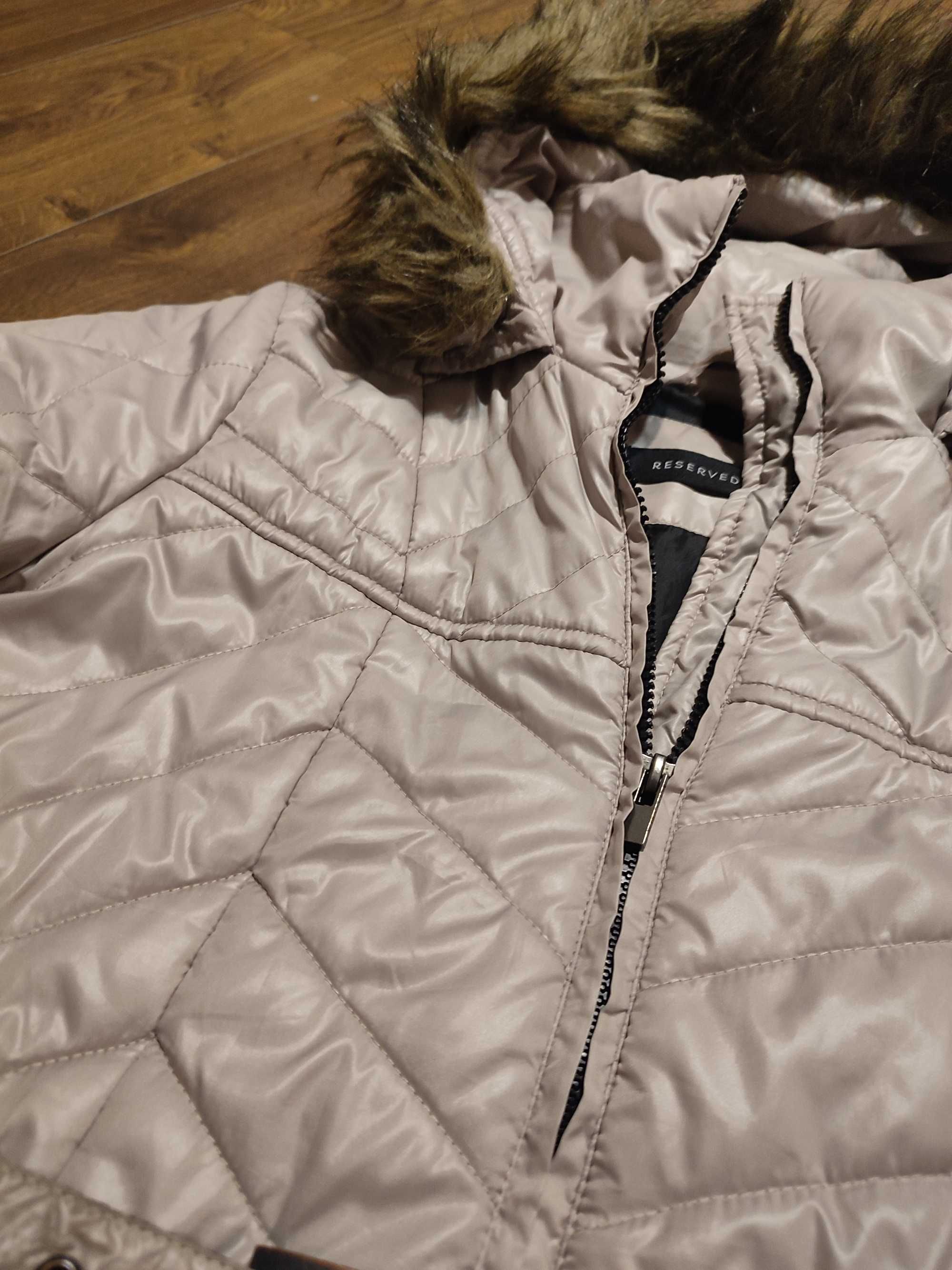Reserved kurtka zimowa pikowana krótka taliowana parka S 36