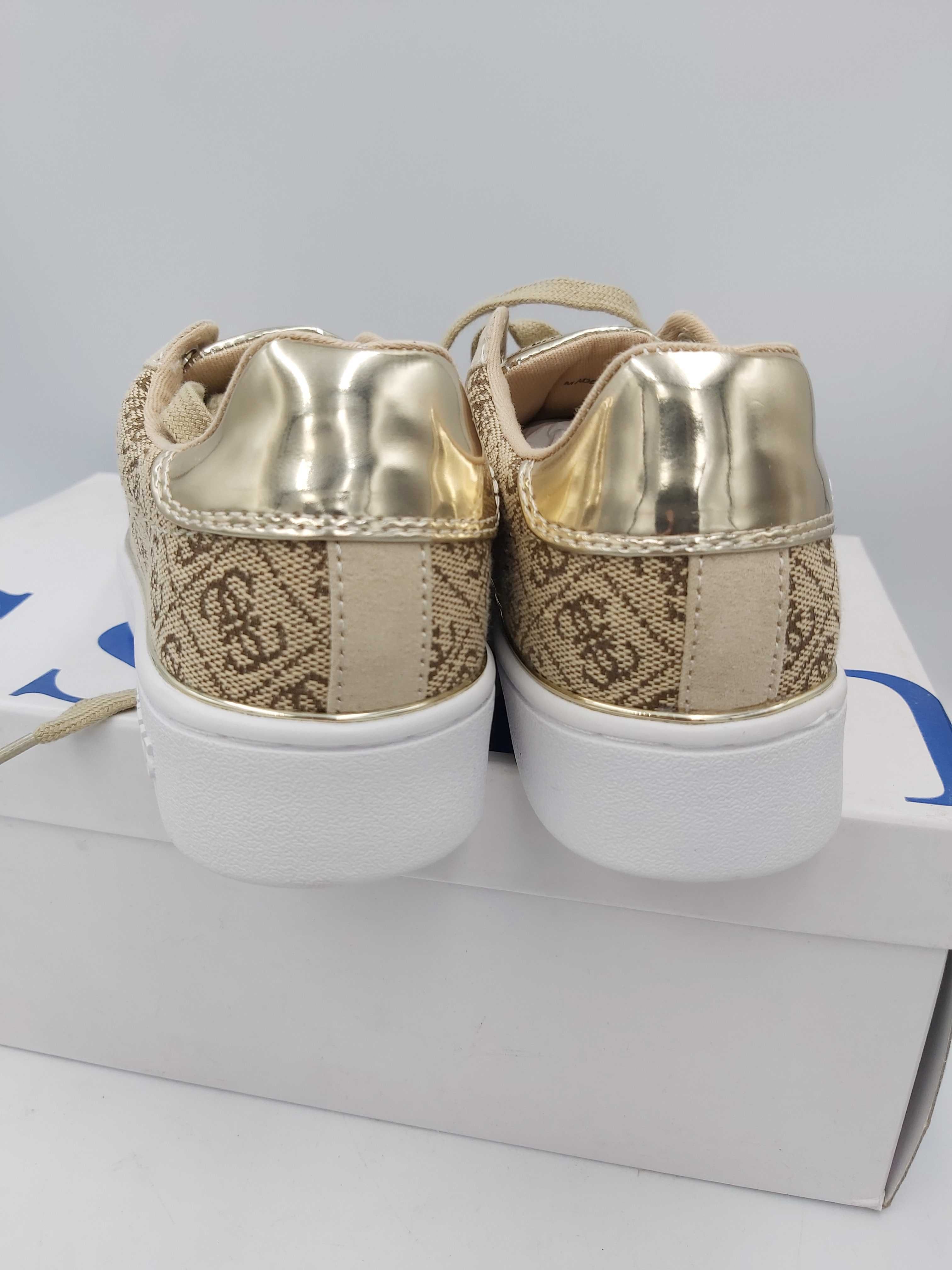 NOWE sneakersy GUESS złote monogram trampki rozmiar 35