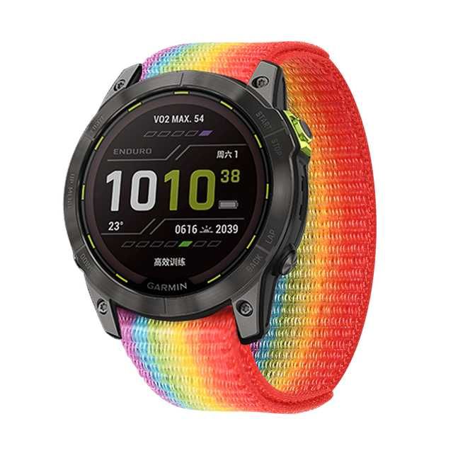 Pasek Rainbow miękki nylonowy do Garmin Fenix Enduro 22 i 26 mm tęcza