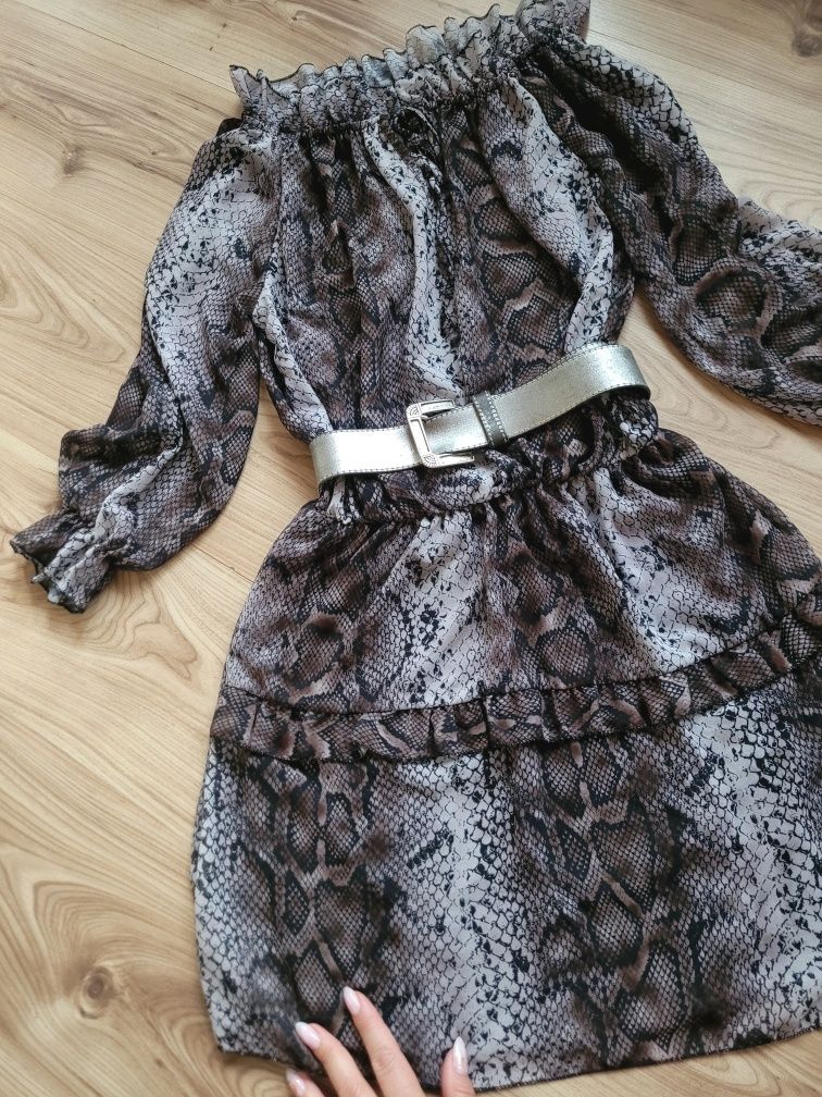 Śliczna nowa sukienka hiszpanka zwierzęcy print Milady S M