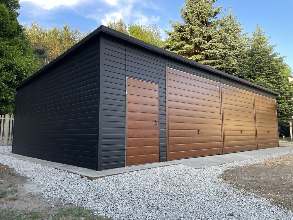 Garaż blaszany, hala 9x5.5 + pomieszczenie gospodarcze 2x5.5. Antracyt