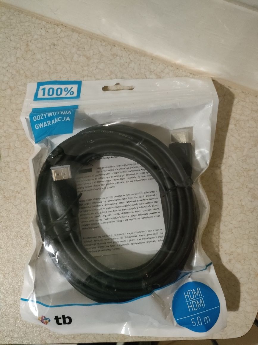 TB Kabel HDMI 5m High Spead z Ethernet, Pozłacane wtyczki