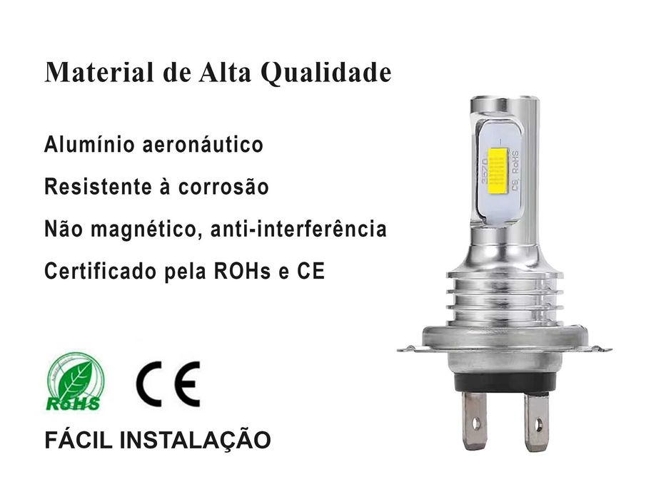 Lâmpada de LED H7 DC 12-24V 55W 6000K 8000LM