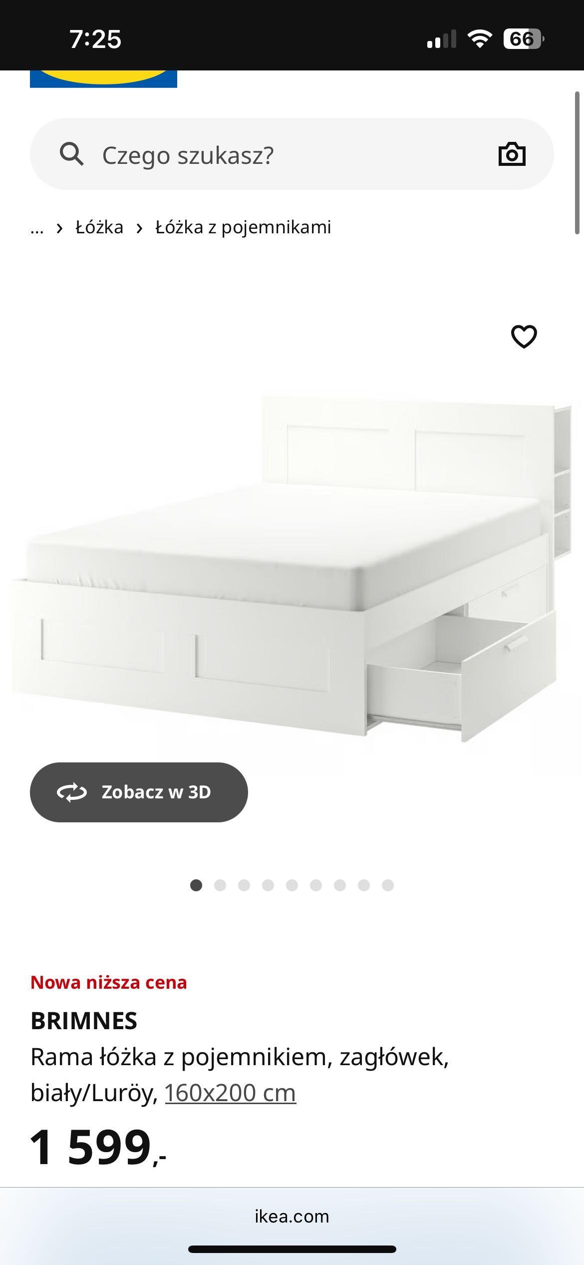 Łóżko, komoda, regał BRIMNES IKEA