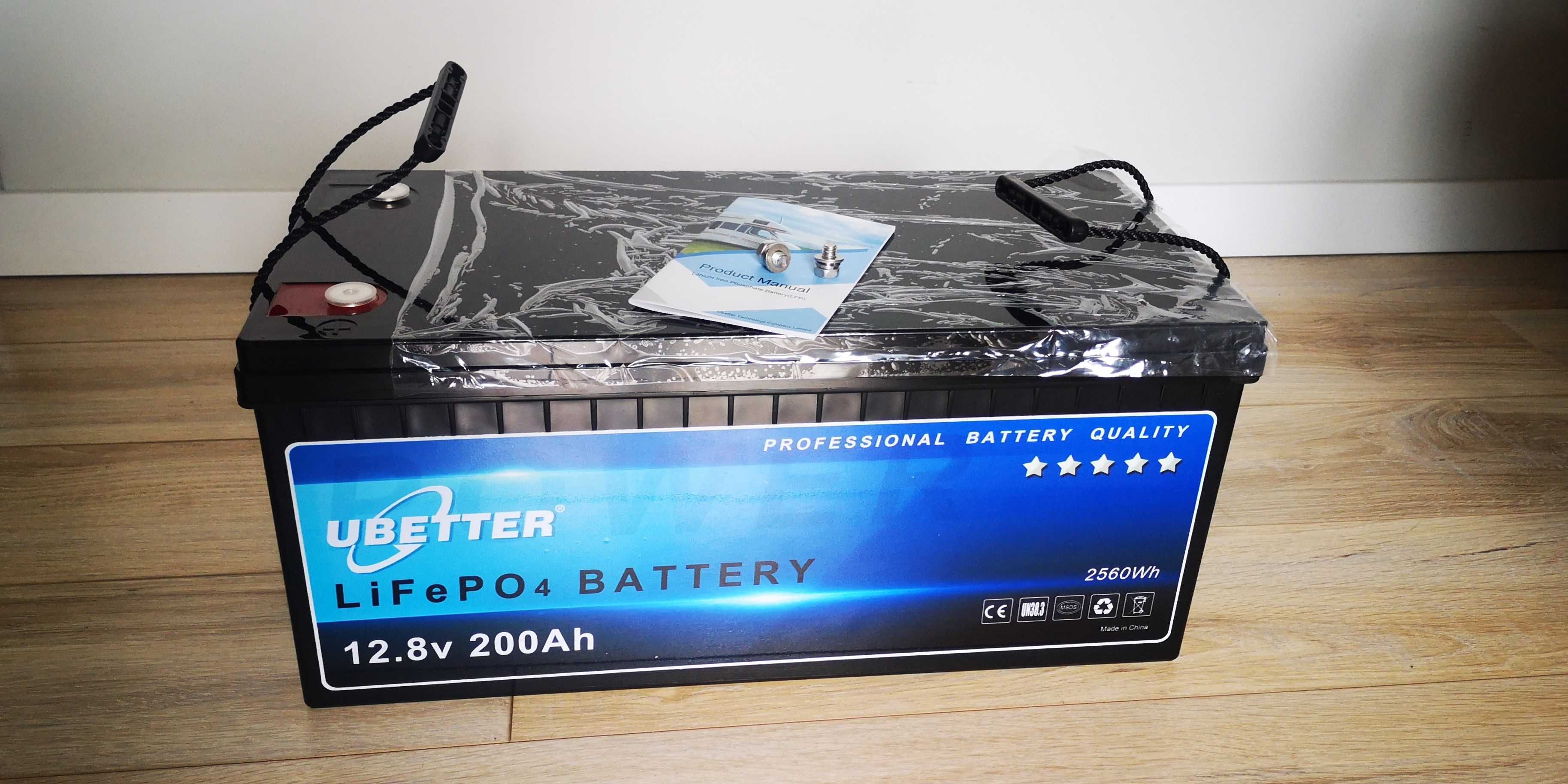 Lekki akumulator litowy LiFePO4 12,8V 200Ah BMS łódź kamper waga 20Kg