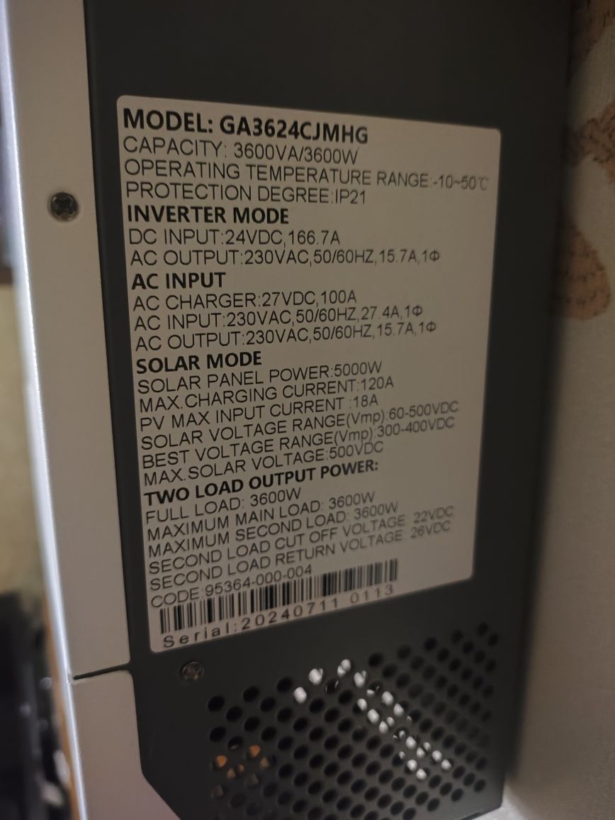 Інвертор Techfine 24V 3600Вт