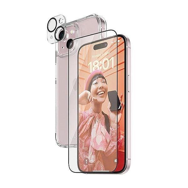 Zestaw PanzerGlass Bundle 3in1 etui przezroczyste + folia + osłona apa