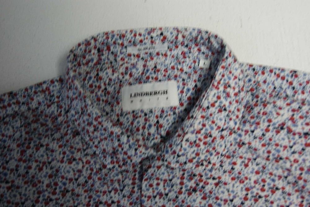 LINDBERGH ROZ.L slim fit koszula męska w kwiaty jak nowa