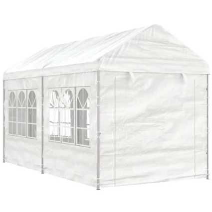 Gazebo com telhado 4,46x2,28x2,69 m polietileno branco