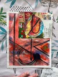 Original pintura abstrato arte pobre reciclagem feito a mao vice versa