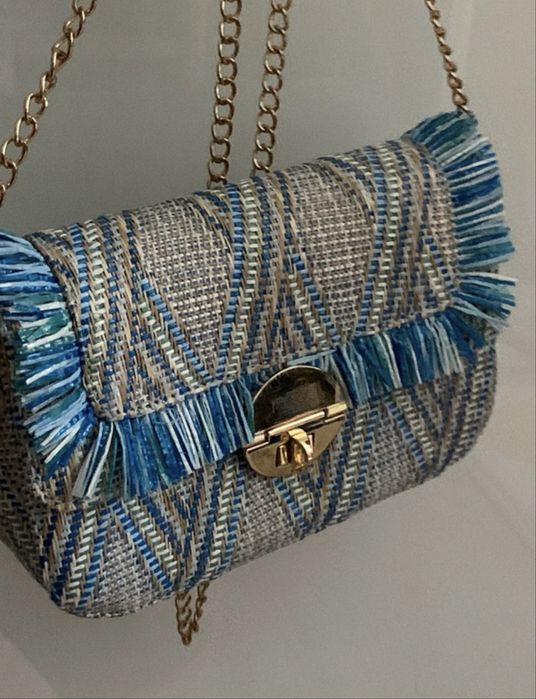 Torebka listonoszka Nobo letnia pleciona na łańcuszku nowa kolorowa