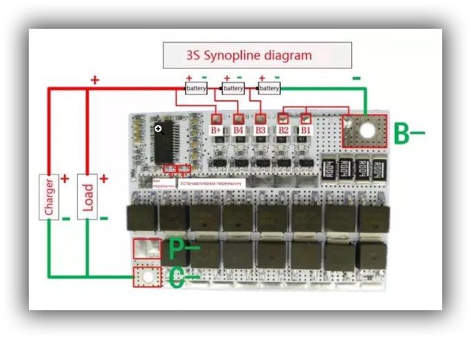 BMS 5S/4S/3S Контролер 100A для Li-ion 18650 с балансировкой