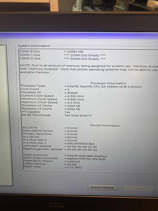 Dell Precision 7720 17" IPS Xeon 16Gb AMD 4 wx7130 8 Quadro P5000 16GB