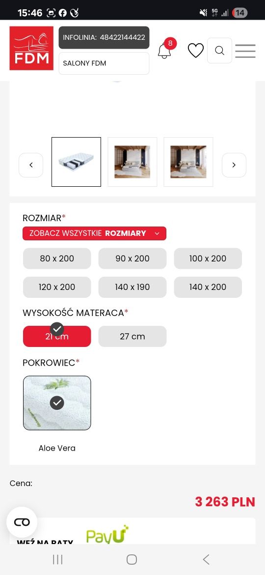 Materac 160*200 firmy FDM