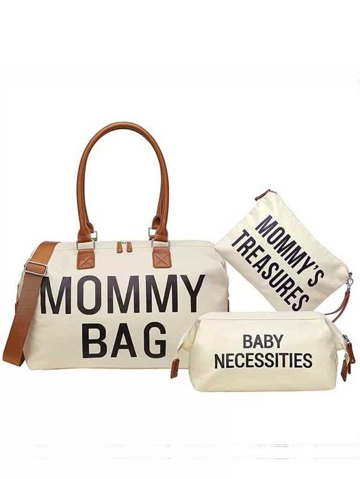 Mommy bag Zestaw torba + 2 kosmetyczki Beżowa