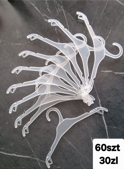Wieszak ubraniowy 60szt dziecięcy kolor przeźroczysty
