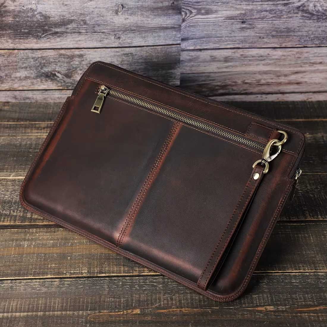 Elegancka Skórzana Torba Dla Laptopa Do 15,4 cala - Naturalna Skóra