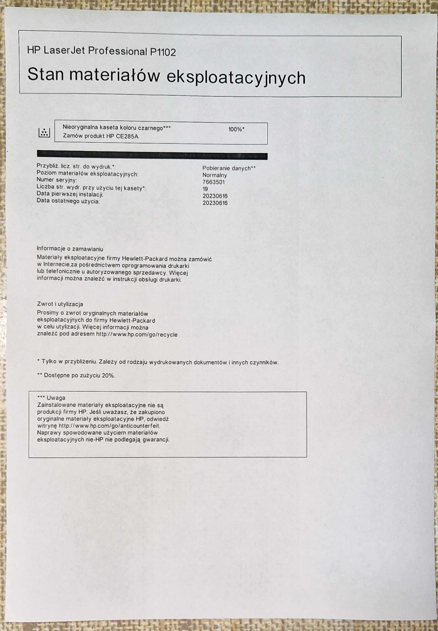 Drukarka laserowa HP P 1102 - nowy toner, komplet kabli
