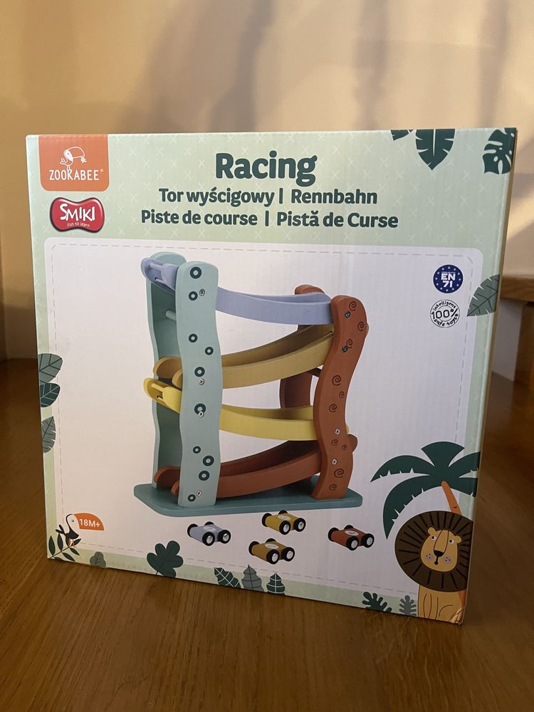 Zabawka tor wyścigowy Zookabee Racing z drewna Nowy !