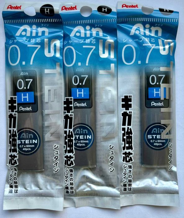 Grafity do ołówka Pentel Ain Stein 0,7 mm H (3 opakowania)