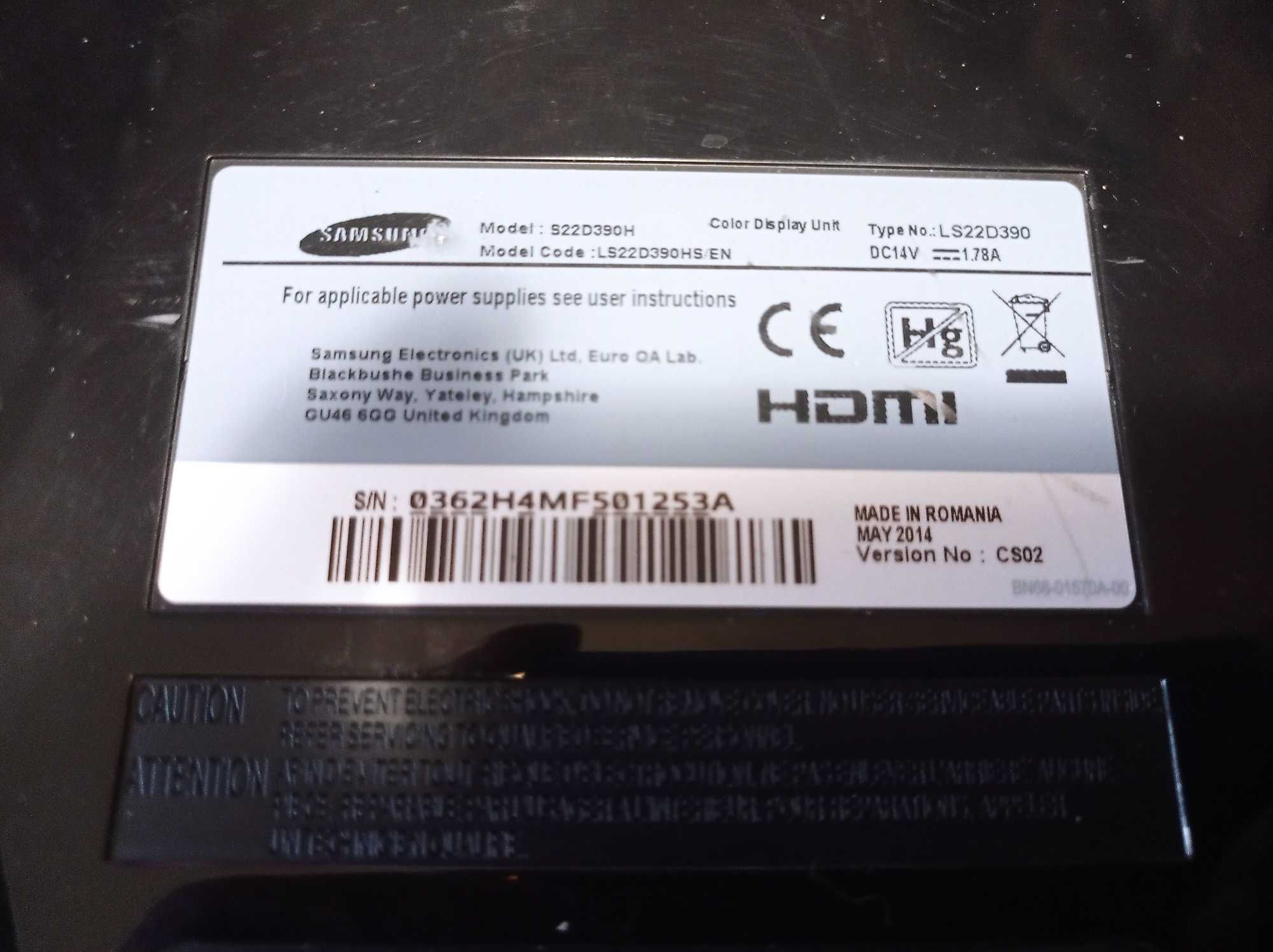 Monitor Samsung LS22D390 22" Led, Full HD, HDMI