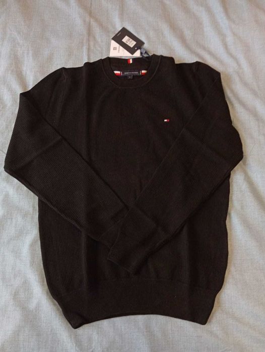 Sweter bawełniany Tommy Hilfiger regular fit - czarny L