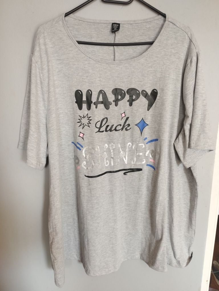 Szara bluzka popielata t-shirt Shein 4xl z napisem 50 52