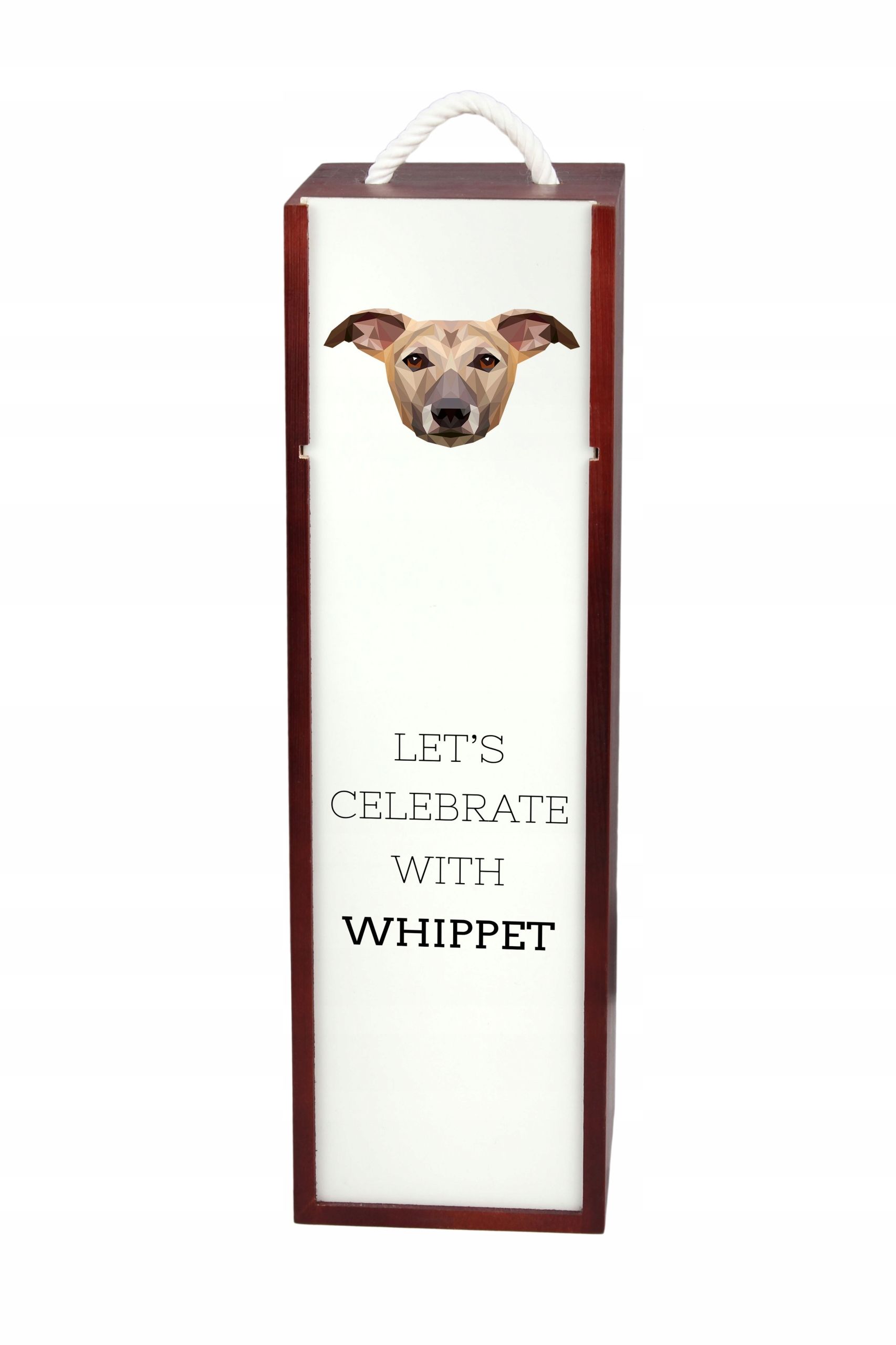 Whippet Pudełko na wino z geometrycznym psem