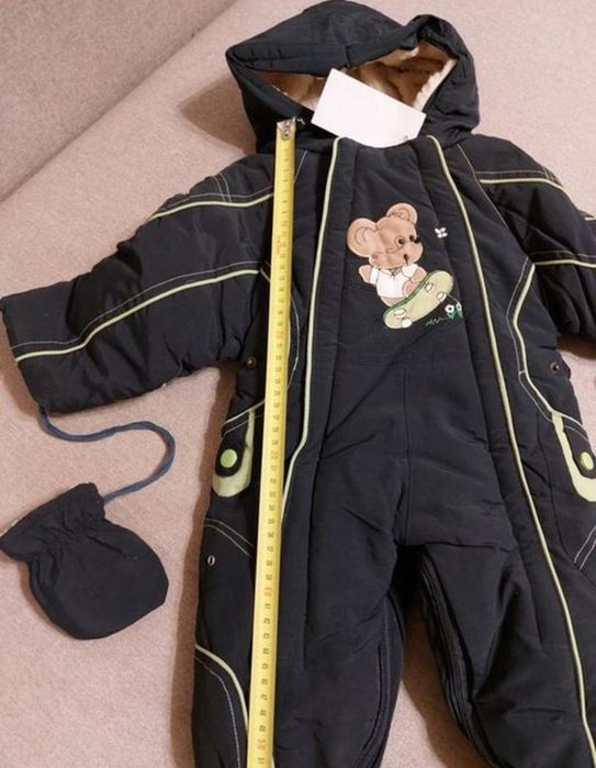 Комбінезон трансформер на овчині з капюшоном, царапками, пінетками на